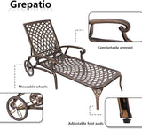 Grepatio Lounge Chairs for Outdoor, Patio Lounge Chaise Cast Aluminum Chairs with Cushion - Photo 5