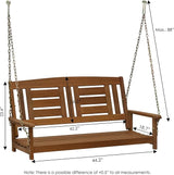 Furinno Tioman Hardwood Patio / Garden / Outdoor 4ft Porch Swing, 2 Seater with Hanging Chains, Natural - Photo 4