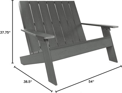 highwood Italica Modern Outdoor Adirondack Loveseat, Coastal Teak