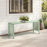 VINGLI 40in Outdoor Metal Bench, All-Weathe Backless Patio Bench with Slatted Seat＆Floral Side Panels - Photo 7