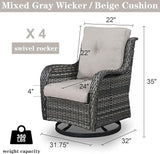 Belord Wicker Chairs 4 PC Outdoor Swivel Rocker Set, Patio Swivel Glider Chairs Set of 4 - Photo 6