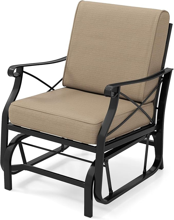 Tangkula Outdoor Glider Rocking Chair, Patio Gliding Chair Furniture with Metal Frame and Thick Cushions for Porch - Photo 1
