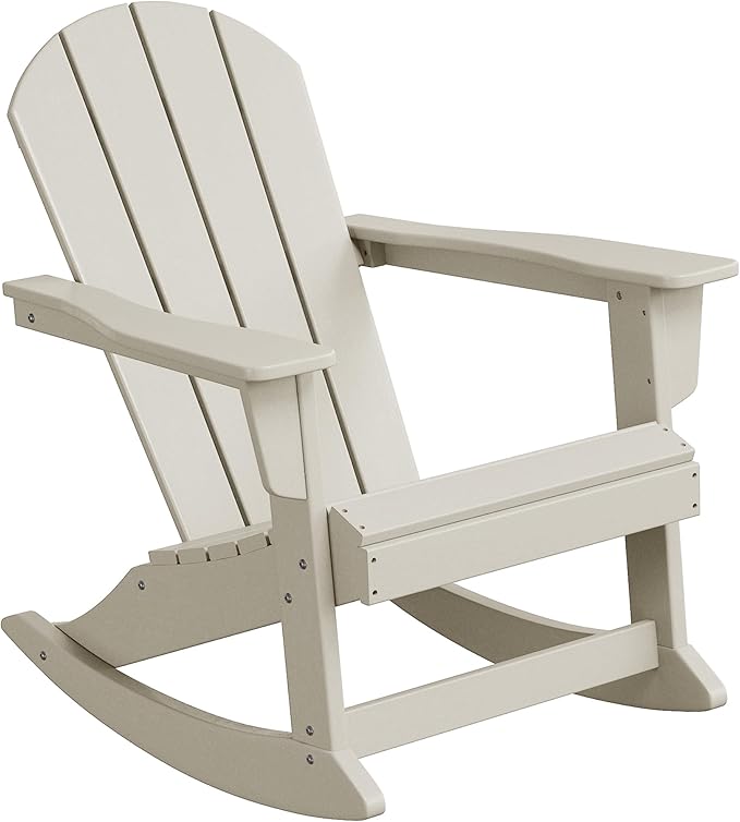 WO WESTIN OUTDOOR HDPE Laguna Outdoor Rocking Poly Adirondack Chair, Sand