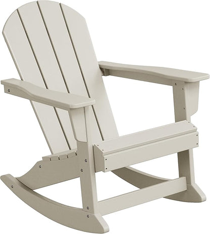 WO WESTIN OUTDOOR HDPE Laguna Outdoor Rocking Poly Adirondack Chair, Sand