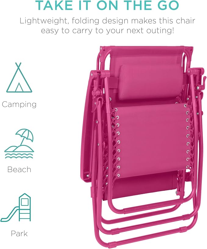 Best Choice Products Folding Zero Gravity Outdoor Recliner Patio Lounge Chair w/Adjustable Canopy Shade, Headrest - Photo 7
