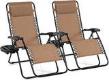 Giantex 2 PCS Zero Gravity Chair Patio Chaise Lounge Chairs Outdoor Yard Pool Recliner Folding Lounge Chair with Cup - Photo 1