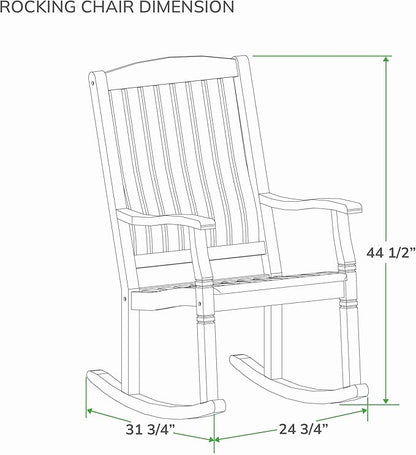 Cambridge Casual Ashford 2-Piece Teak Rocking Chair Set, Outdoor Rocking Chairs for Front Porch, Patio, or Balcony – Solid Wood Rocking Patio Chairs Set of 2 – Teak Furniture for Small Spaces