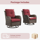 Belord Outdoor Swivel Chairs Set of 2, Patio Wicker Rocker Chairs, All Weather Patio Conversation Furniture Set - Photo 8