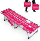 Goplus Tanning Chair, Folding Outdoor Beach Lounge Chair with Face & Arm Hole, Carrying Strap, Pillow, Side Pocket - Photo 1