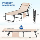 Devoko Beach Lounge Chair, Outdoor Sun Tanning Chair with Face Hole - Photo 3