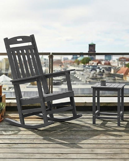 YEFU Outdoor Rocking Chairs Set of 2: Plastic Rocking Chairs for Outside, Weather Resistant for Patio, Easy to Assemble, Safe&Comfortable, Grey