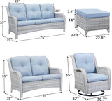 Rilyson Patio Furniture Swivel Chairs Set - 6 PC Wicker Rattan Outdoor Sectional Conversation Sets with 2 Rocking Chair - Photo 2