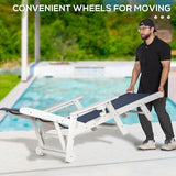Outdoor Chaise Lounge Chair with Textilene Surface, 5-Position Adjustable Patio Lounge Chair with Wheels & Cup Holder - Photo 7