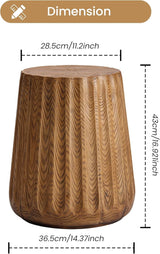 COSIEST Wooden Outdoor Side Table, Round MgO Concrete End Patio Side Table - Photo 2