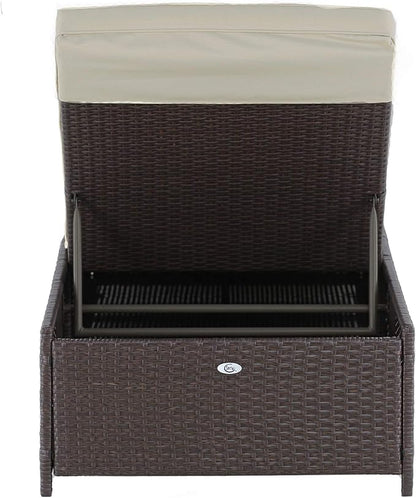 Serta Laguna Brown Resin Wicker Outdoor Patio Furniture Collection, Easy Assembly, Porch or Pool, Storage Chaise Lounge Brown Wicker