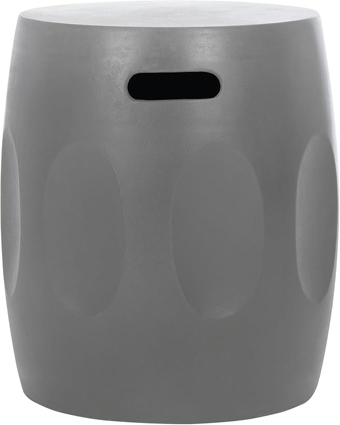 SAFAVIEH Outdoor Collection Zuri Modern Dark Grey Concrete Round Accent Table (Fully Assembled)