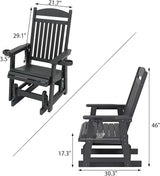 Poly Lumber Patio Glider for One Person, with Cup Holders, High Backrest and Deep Contoured Seat, HIPS Material - Photo 2