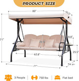 3 in 1 Outdoor Porch Swing with Adjustable Canopy, 3 Seat Outdoor Swing for Adults - Photo 8