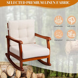 Outdoor Wood Rocking Chair with Detachable Cushions - Photo 5