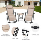 HAPPYGRILL Zero Gravity Lounge Chairs Set with Coffee Table, Folding Reclining Chairs with Side Table and Pillow - Photo 8