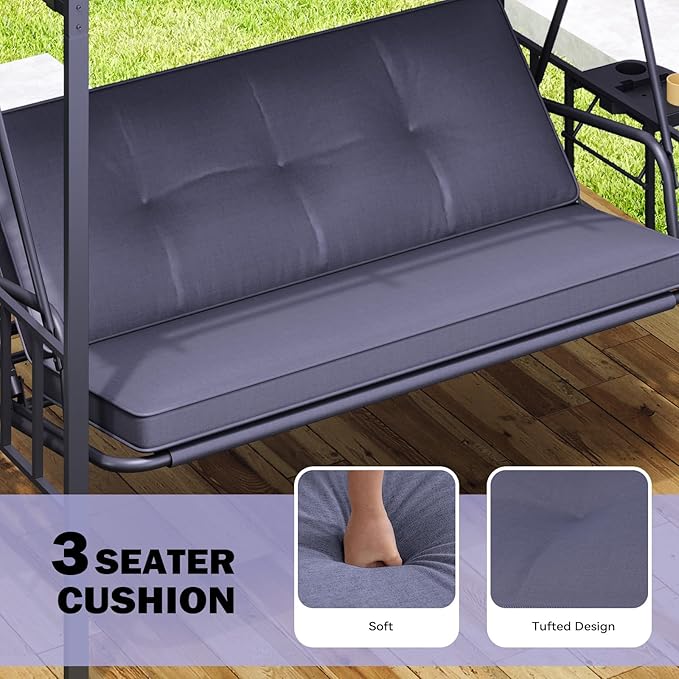 AECOJOY 2-in-1 Convertible Porch Swing Bed 3 Seat - Photo 4
