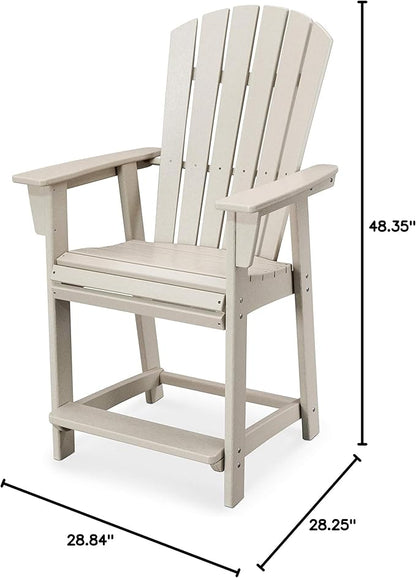 POLYWOOD® Nautical Curveback Adirondack Counter Chair in Sand