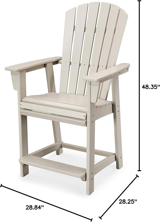 POLYWOOD® Nautical Curveback Adirondack Counter Chair in Sand