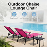 Simple Delxue Folding Chaise Lounge Chair with 5 Reclining Positions, Beach Recliner Chair with Armrests - Photo 6