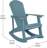 Flash Furniture Set of 2 Savannah Adirondack Rocking Chairs - Commercial Grade All-Weather Sea Foam Poly Resin Wood - Photo 3