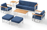 Patio Furniture Set of 7,with 6-inch Thick Cushion Outdoor Furniture Set,Patio Chair Set with Sofa,Wood Grain - Photo 9
