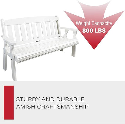Amish Casual Outdoor Heavy Duty 800 LB Mission Pressure Treated Garden Bench(5 Foot, Semi-Solid White Stain)