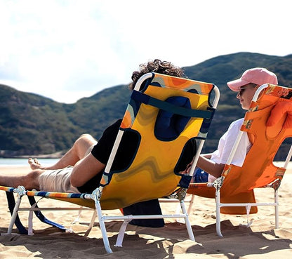 SunnyFeel Lounge Beach Chair for Adults with Face Hole, Backpack Reclining Beach Chairs Lay Flat, Sun Face Down Tanning Chair, Portable Folding Camping Cot for Outside Pool, Sunbathing, Reading