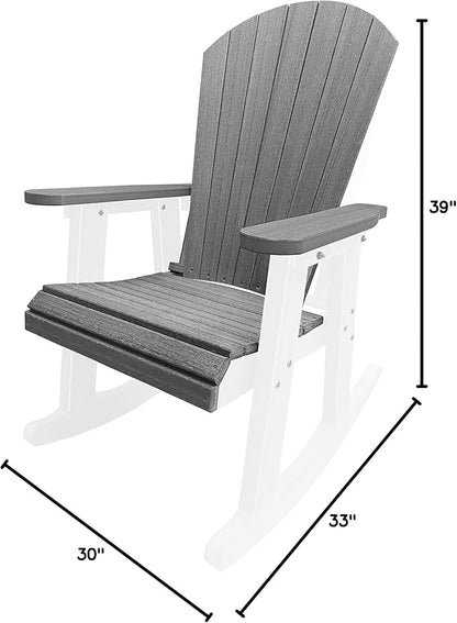 DuraWeather Poly® Adirondack Porch Rocker (Driftwood Grey (Wood Grain) on White)