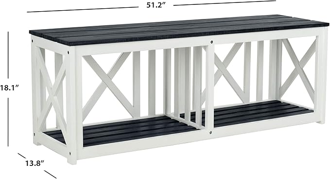 SAFAVIEH Outdoor Collection Branco Dark Slate Grey Bench