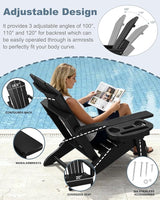 Adjustable Adirondack Chair Set of 6 with Cup Holder, All Weather HDPE Fire Pit Chairs for Deck, Backyard, Patio, Black - Photo 4
