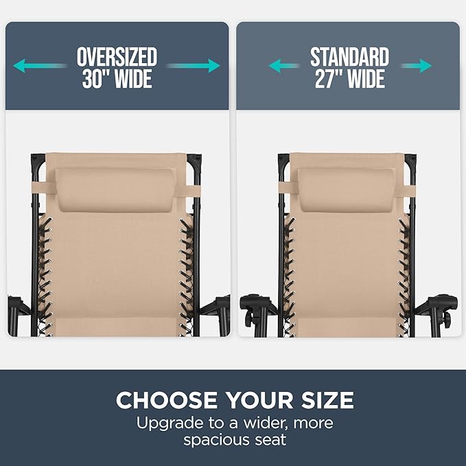 Best Choice Products 30” Wide Folding Zero Gravity Outdoor Recliner Patio Lounge Chair w/Adjustable Canopy Shade - Photo 4