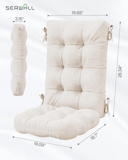 SERWALL HDPE Outdoor Rocking Chair Cushion Set of 4, Memory Foam Cushion Beige