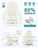 SERWALL Folding Adirondack Chair Set of 6 - Folding Adirondack Chairs with Cup Holder - Photo 2