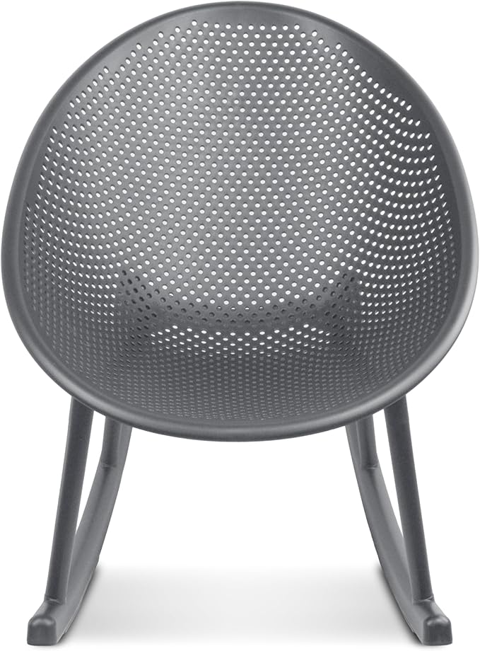 2xhome Patio Rocking Chair | Oval Egg Shaped Lounge Rocker | All Weather Plastic | Modern Accent Side Chair for Indoor or Outdoor Use, Gray, Single, Set of 1