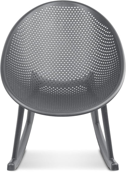 2xhome Patio Rocking Chair | Oval Egg Shaped Lounge Rocker | All Weather Plastic | Modern Accent Side Chair for Indoor or Outdoor Use, Gray, Single, Set of 1