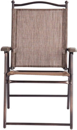 Giantex Set of 2 Patio Folding Chairs, Outdoor Patio Dining Chairs w/Armrest, Sling Back, Metal Frame - Photo 6