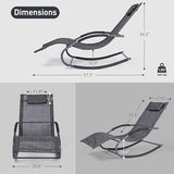 Outdoor Lounge Chair, Chaise Lounge for Patio & Lawn, Pool Lounge Chairs with Removable Pillow, Dark Grey - Photo 3