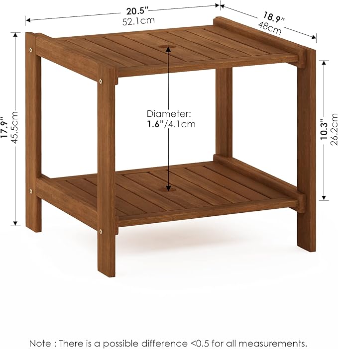 Furinno FG19840T Tioman Hardwood Mississippi Side Table, Natural - Photo 3