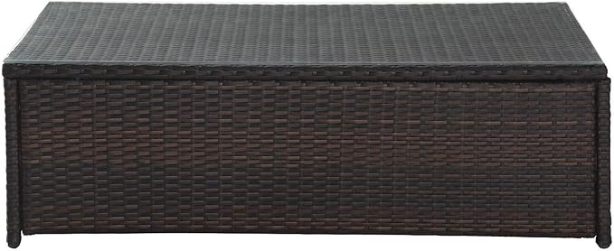 Crosley Furniture Palm Harbor All Weather Rattan Wicker Outdoor Coffee Table for Patio, Deck, Porch, Brown