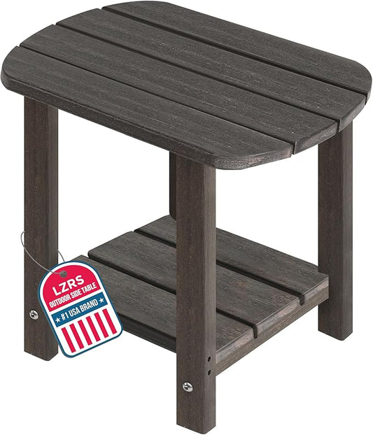 LZRS Outdoor Side Table - 2-Tier Adirondack HDPE Patio End Table for Pool, Porch,Balcony & Backyard,Weather Resistance for Indoor and Outdoor use(Brown Mixture)