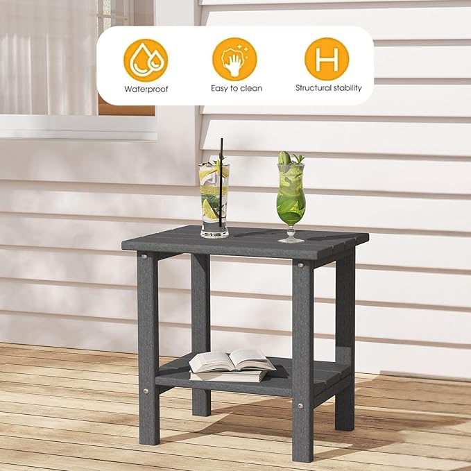 Outdoor Side Table, Weather-Resistant Patio Side Table for Backyard, Pool & Porch - Photo 4