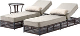 Luxury Outdoor Chaise Lounge Chairs of 2 with 5 Inch Thick Cushions and Side Table - 3 PCS High Back Brown Wicker - Photo 1