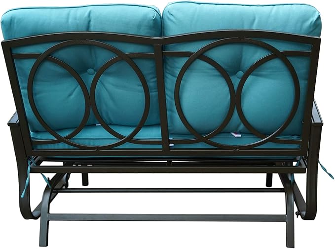 Kozyard Cozy Patio Glider Bench - Outdoor Rocking Loveseat with Sturdy Frame and Cushioned Seats for Patio - Photo 5