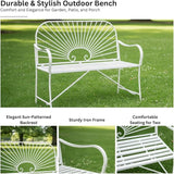 XBrand 44" L Iron Sun-Patterned Seat for Two, Patio & Porch Furniture for Park, Yard, Lawn, Balcony, Backyard – White - Photo 7
