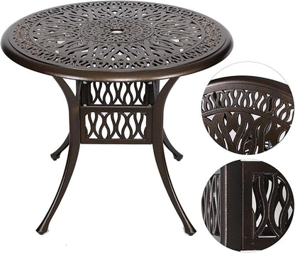 YUSING 3 Piece Outdoor Patio Bistro Set,35" Bistro Dining Table and 2 Backyard Garden Chairs,Furniture Set for Kitchen,Garden,Yard